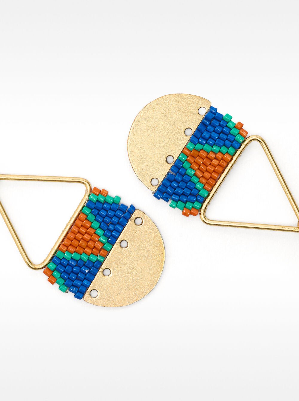 Long triangular earrings with beads