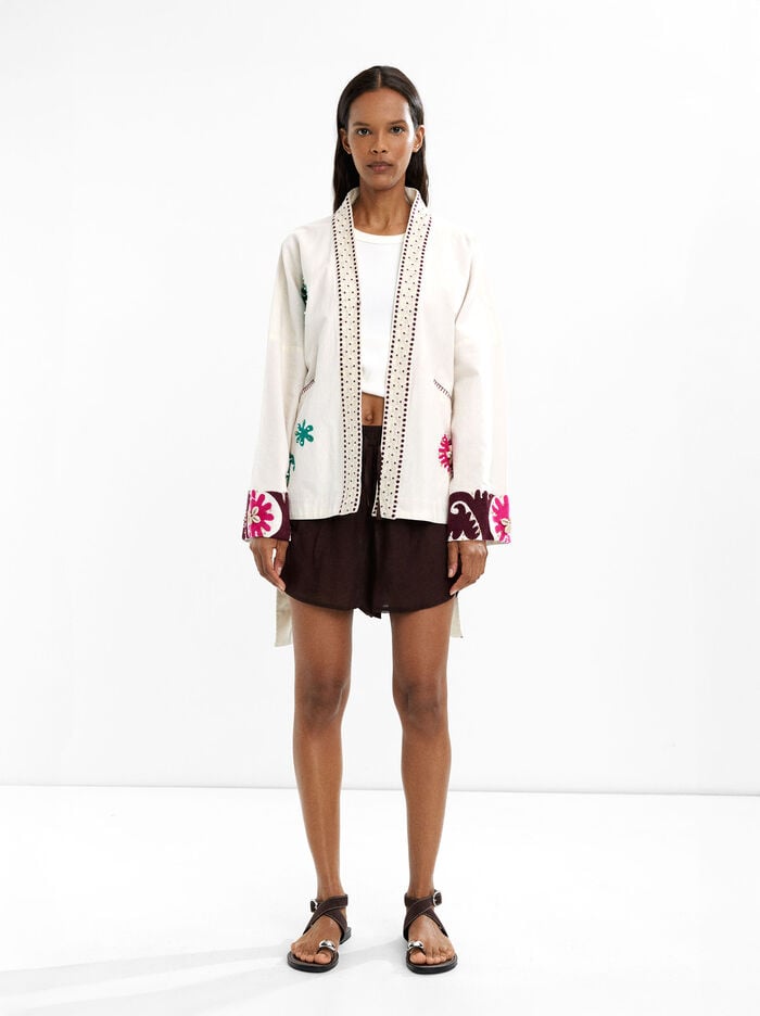 100% cotton kimono with embroidery