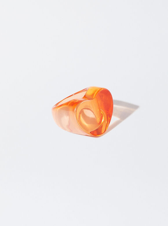 Heart Ring In Resin, Orange, hi-res