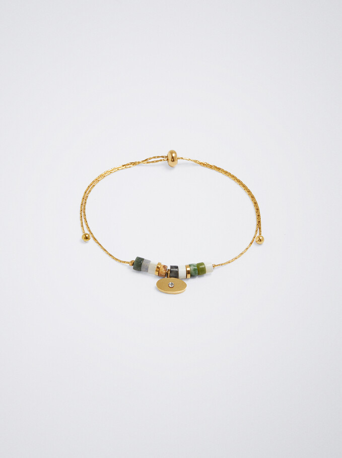 Bracelet En Acier Avec Pierres Semi-Précieuses, Multicolore, hi-res