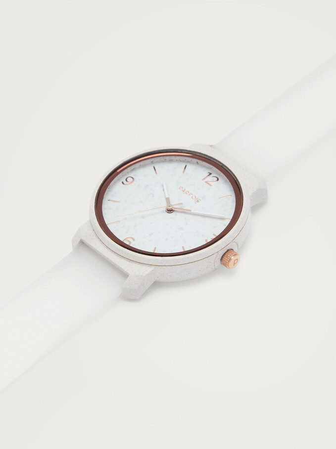 Watch With Silicone Wristband, White, hi-res