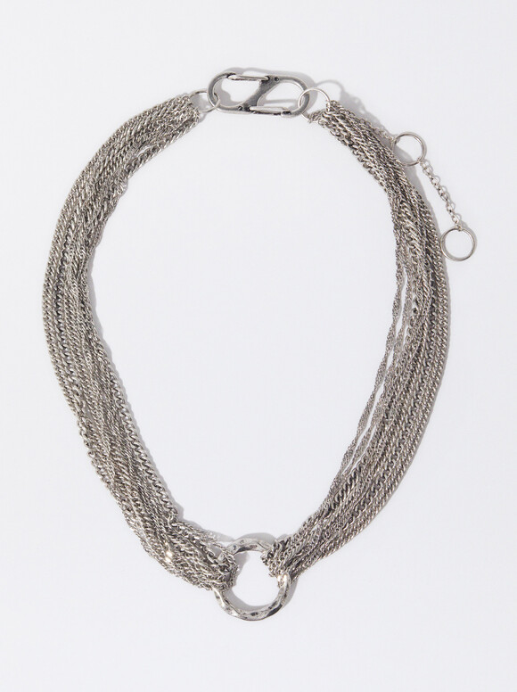 Silver Multi-Chain Necklace, Silver, hi-res