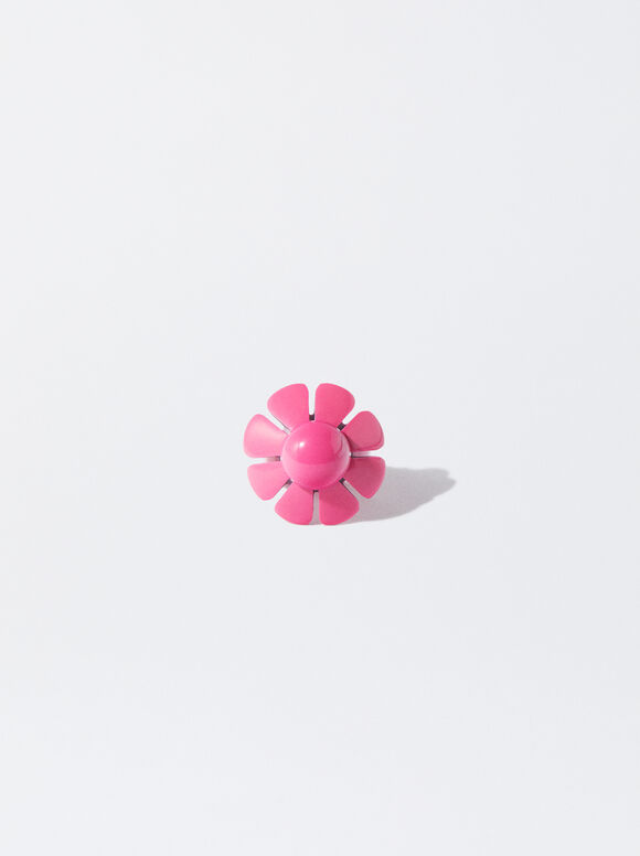 Flower Ring In Resin, Pink, hi-res