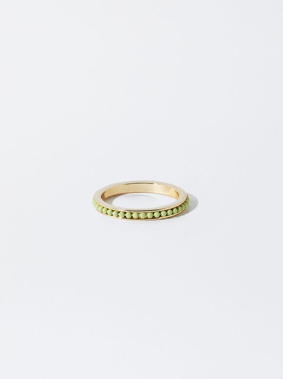 Ring With Beads, Yellow, hi-res