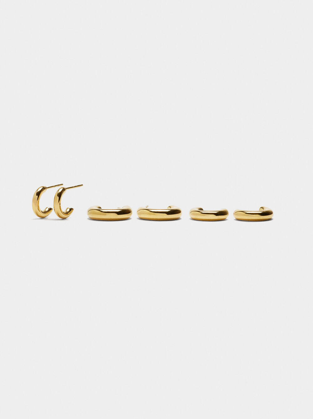 Set of tubular hoop earrings - stainless steel