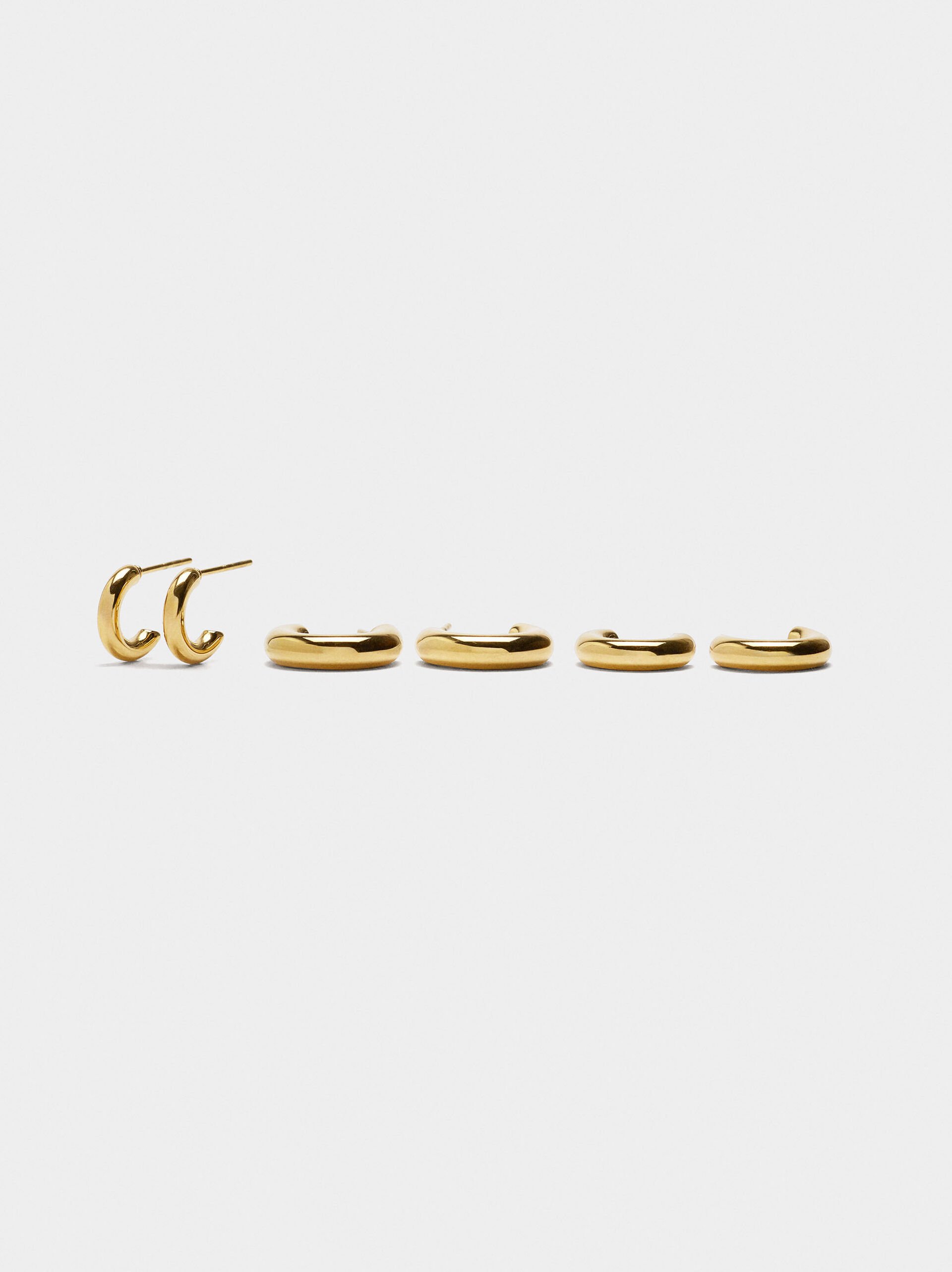 Set of tubular hoop earrings - stainless steel image number 0.0
