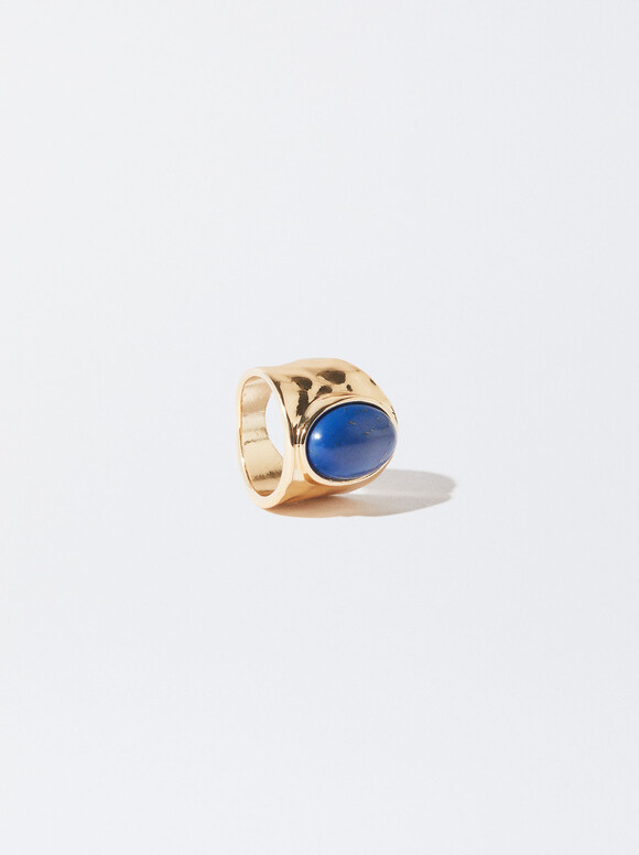 Ring With Stone, Blue, hi-res