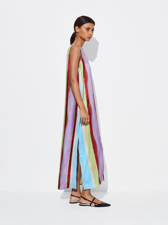 Striped Long Dress, Multicolor, hi-res