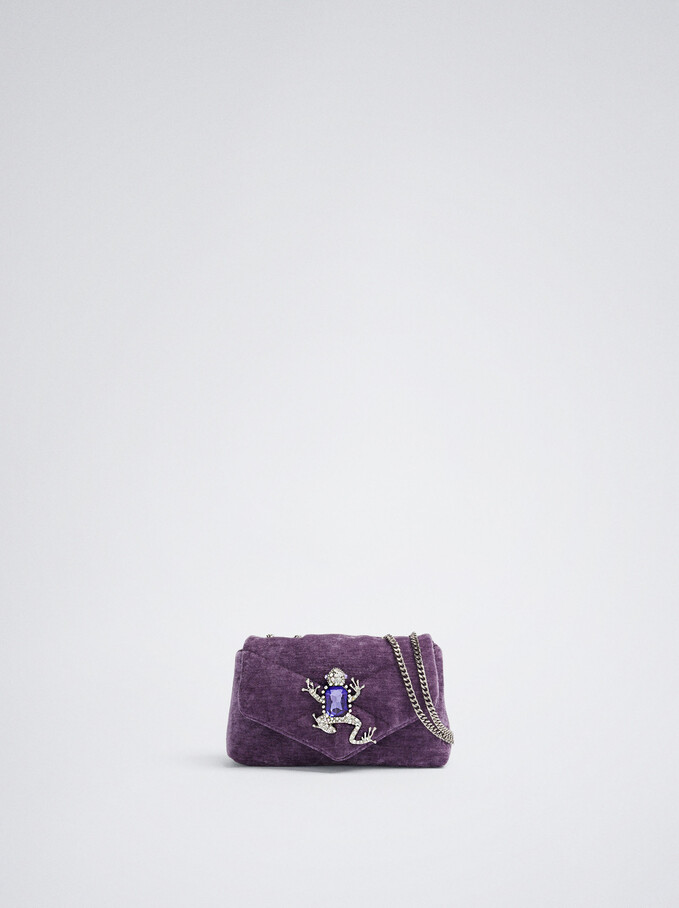 Velvet Bag With Charm, Purple, hi-res