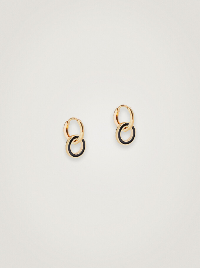 Small Enamel Hoop Earrings, Golden, hi-res