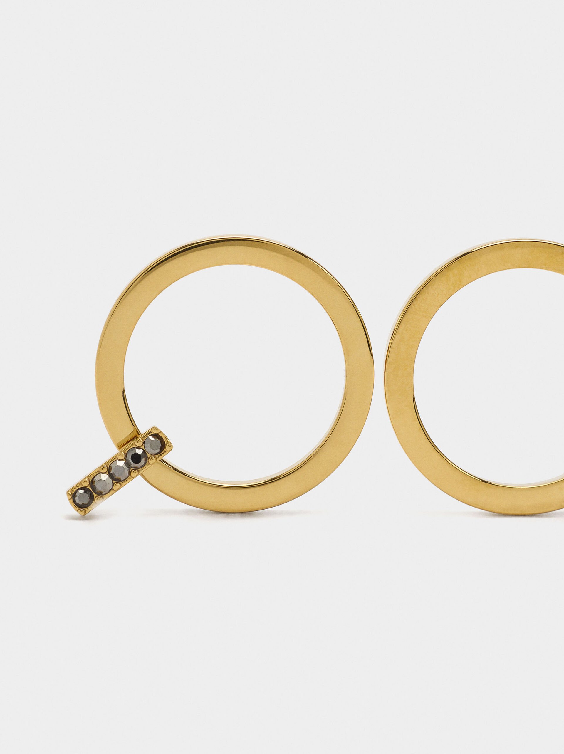 Hoop earrings with crystals - stainless steel image number 1.0