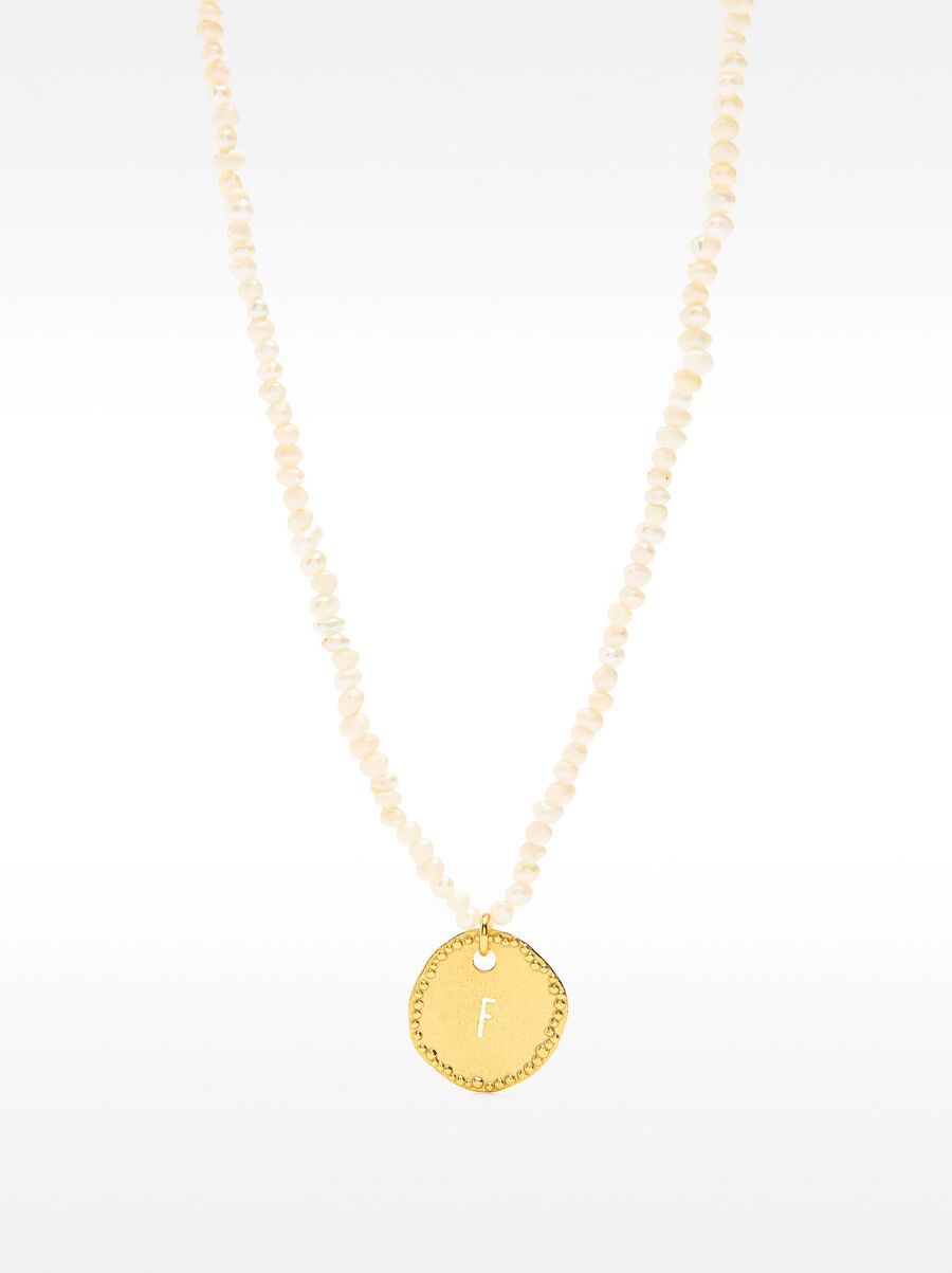 Freshwater pearl necklace with medal - 925 sterling silver