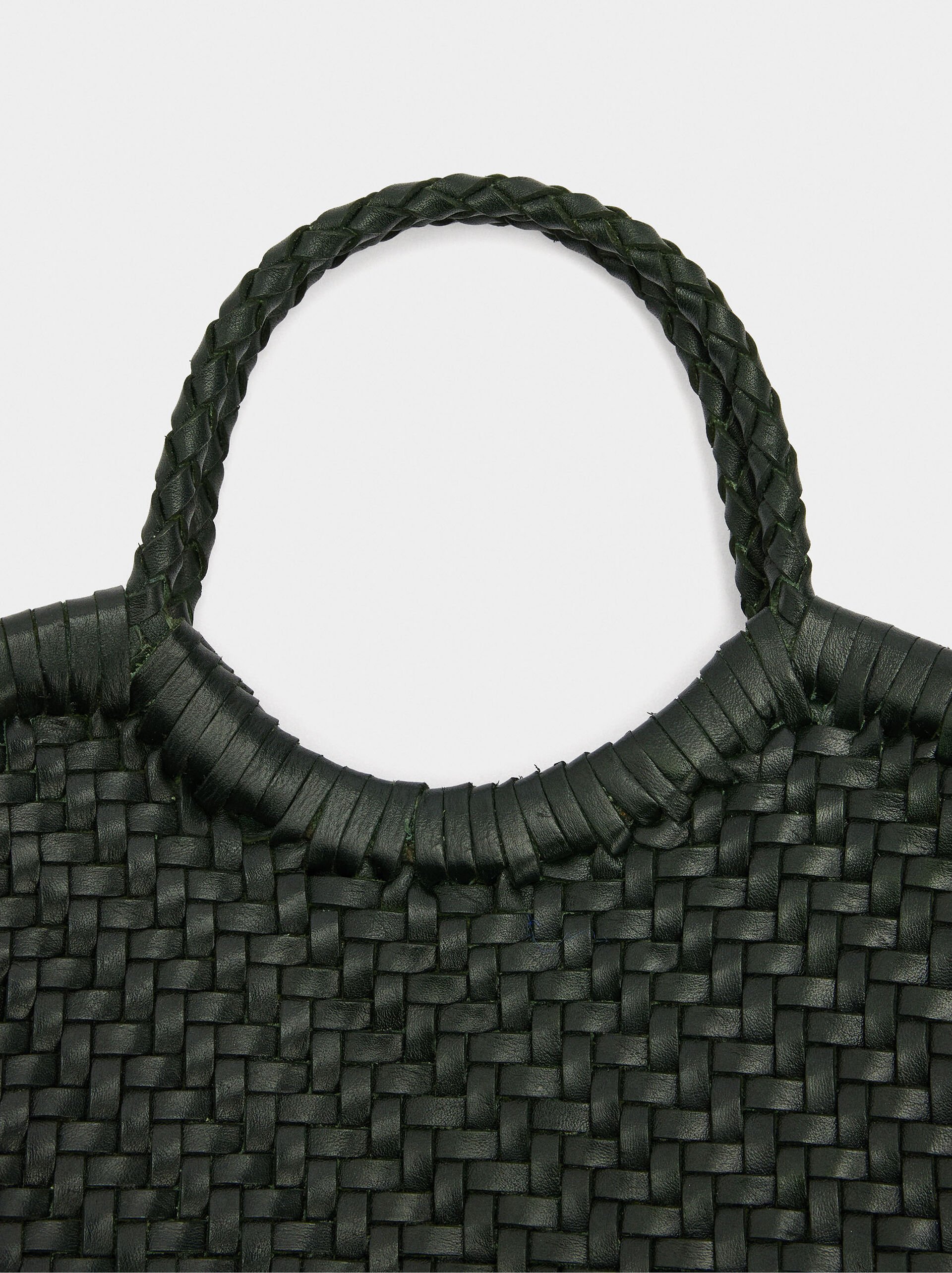 Tote bag with braided leather image number 2.0