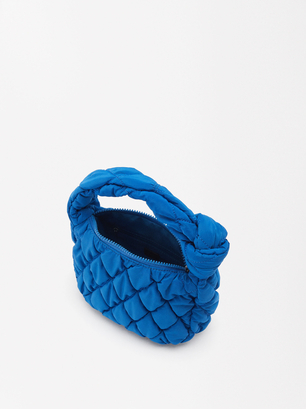 Quilted Nylon Shoulder Bag M, Blue, hi-res