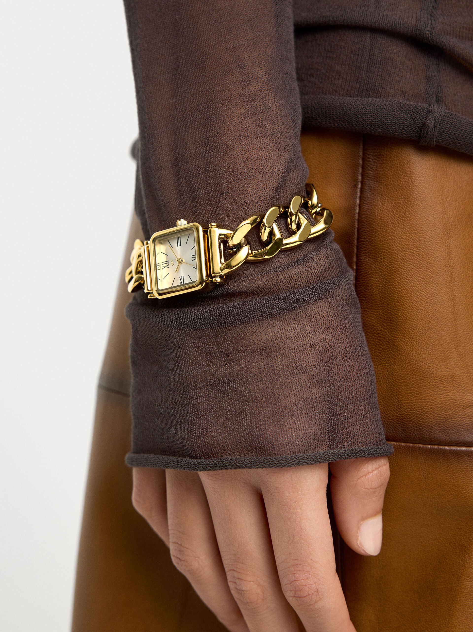 Watch with square dial and links bracelet image number 1.0