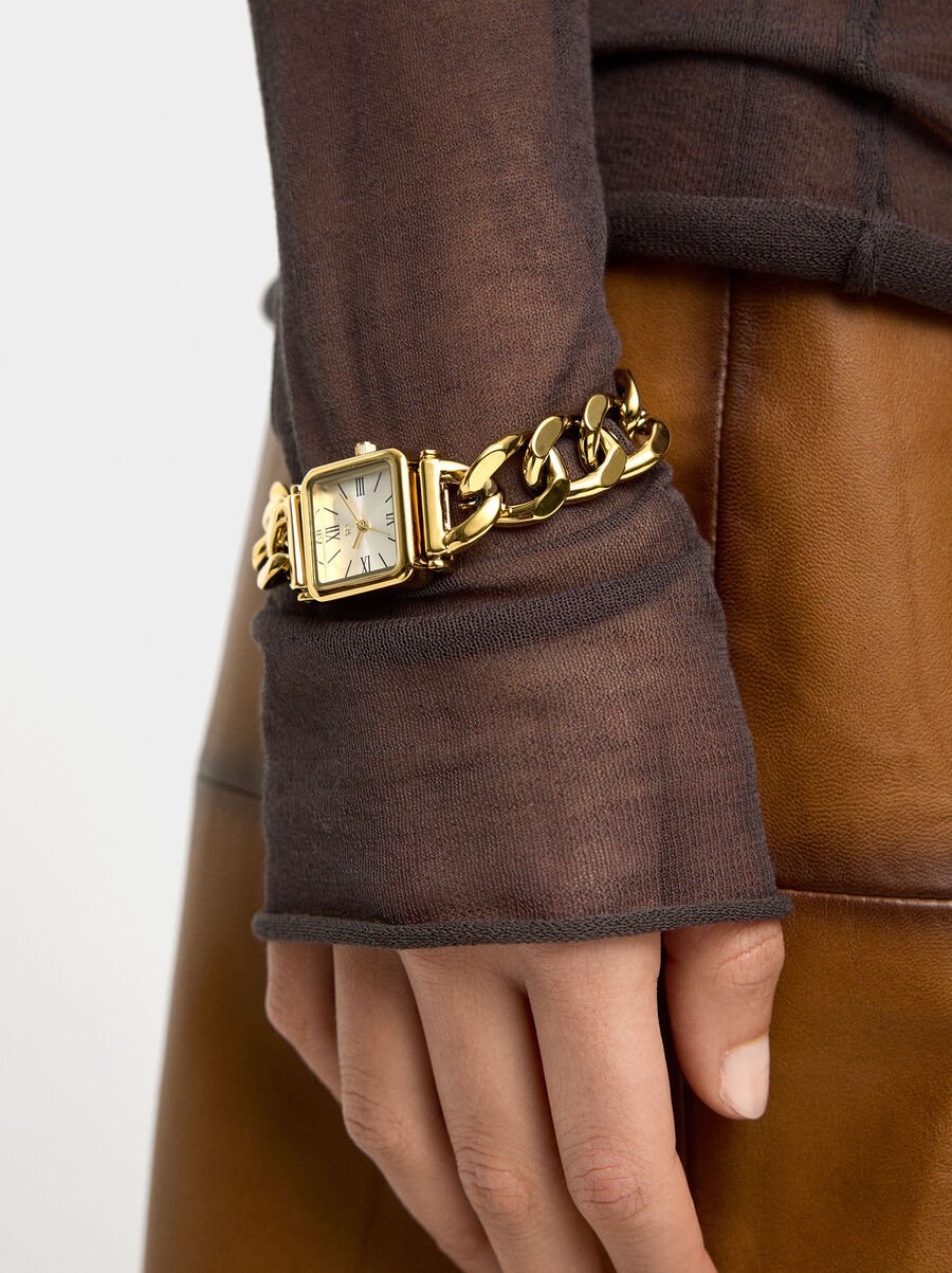 Watch with square dial and links bracelet