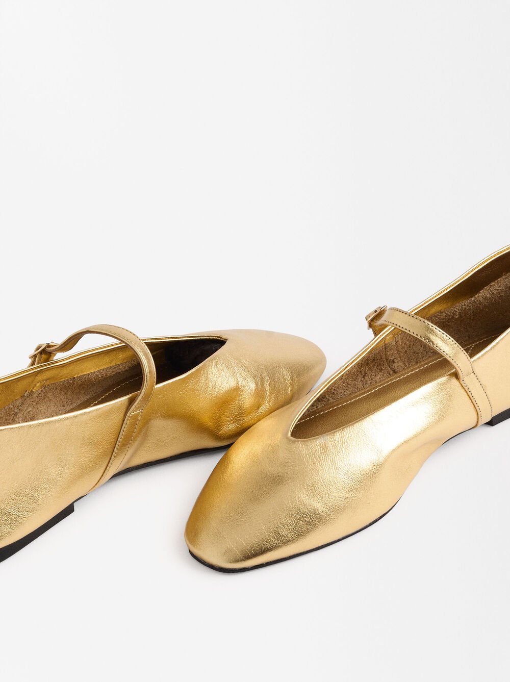 Metallic Leather Ballet Flats