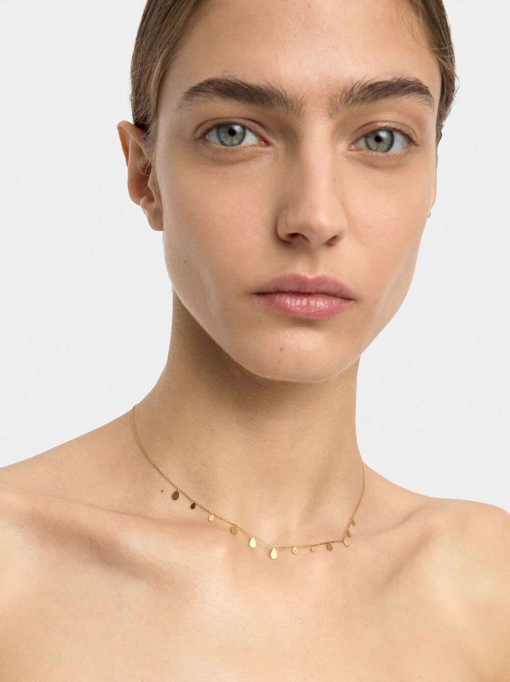 Short necklace with teardrops – stainless steel
