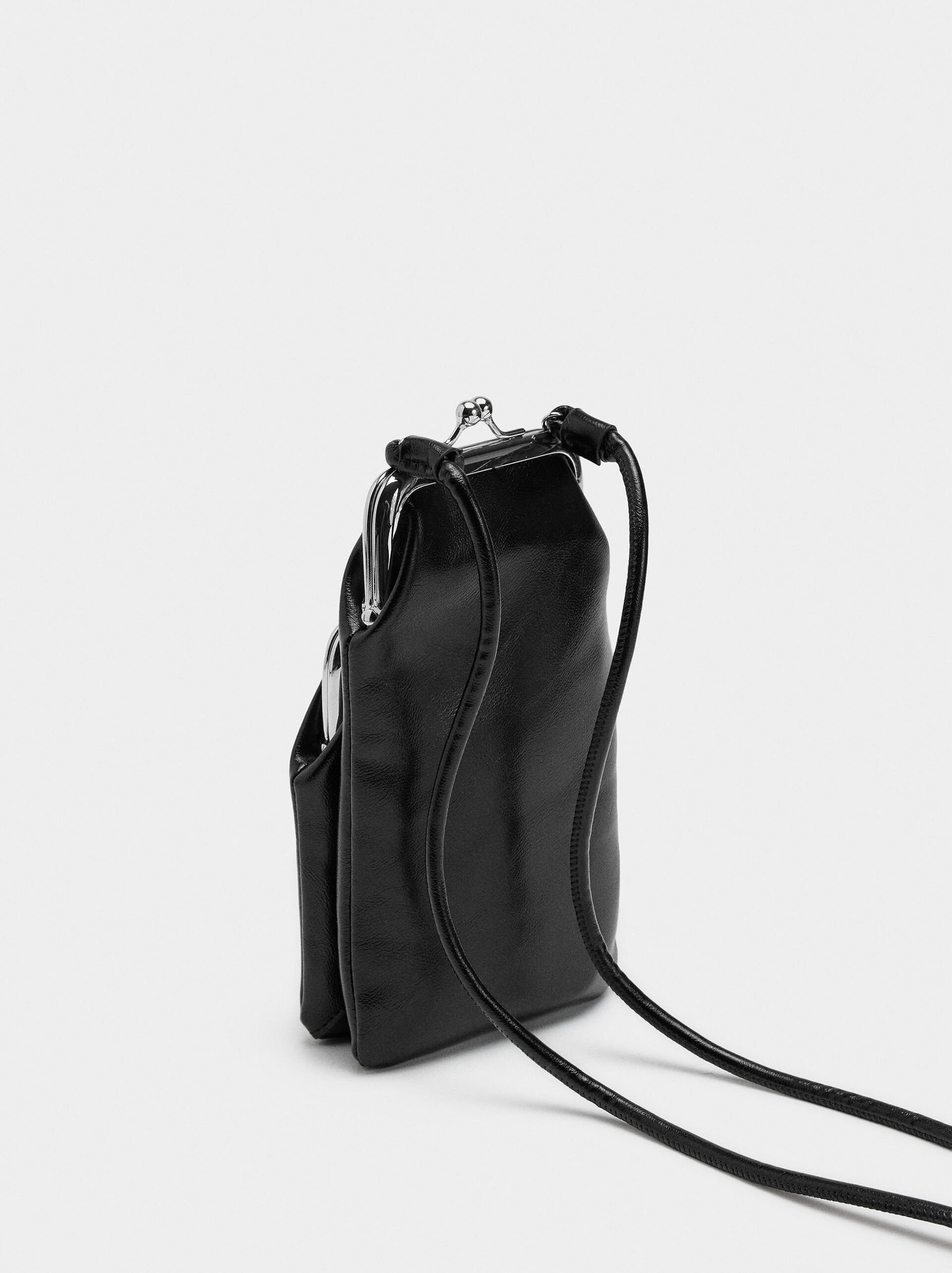 Mobile phone bag with kiss-lock closure image number 2.0