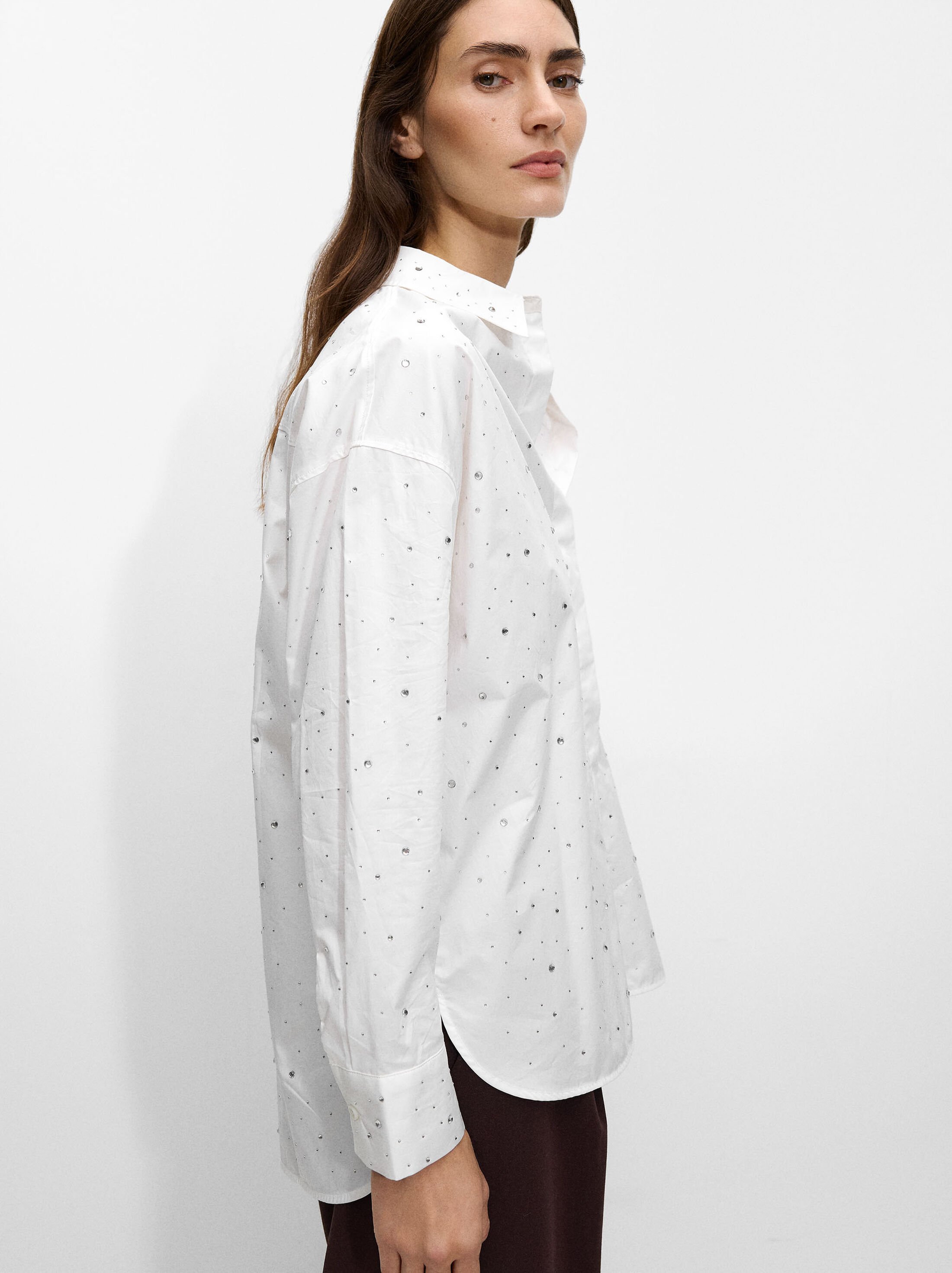 100% cotton shirt with rhinestones image number 2.0