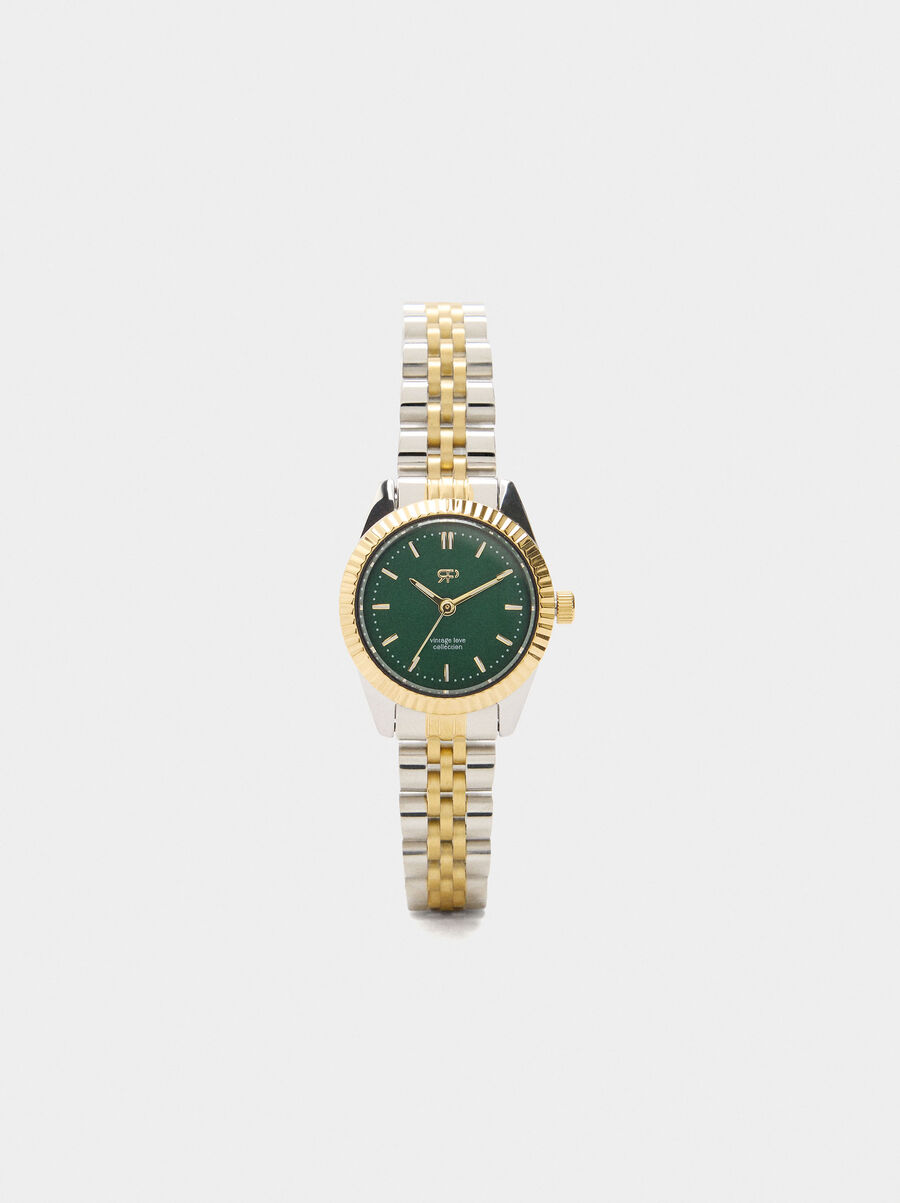 Bicolor watch with stainless steel bracelet