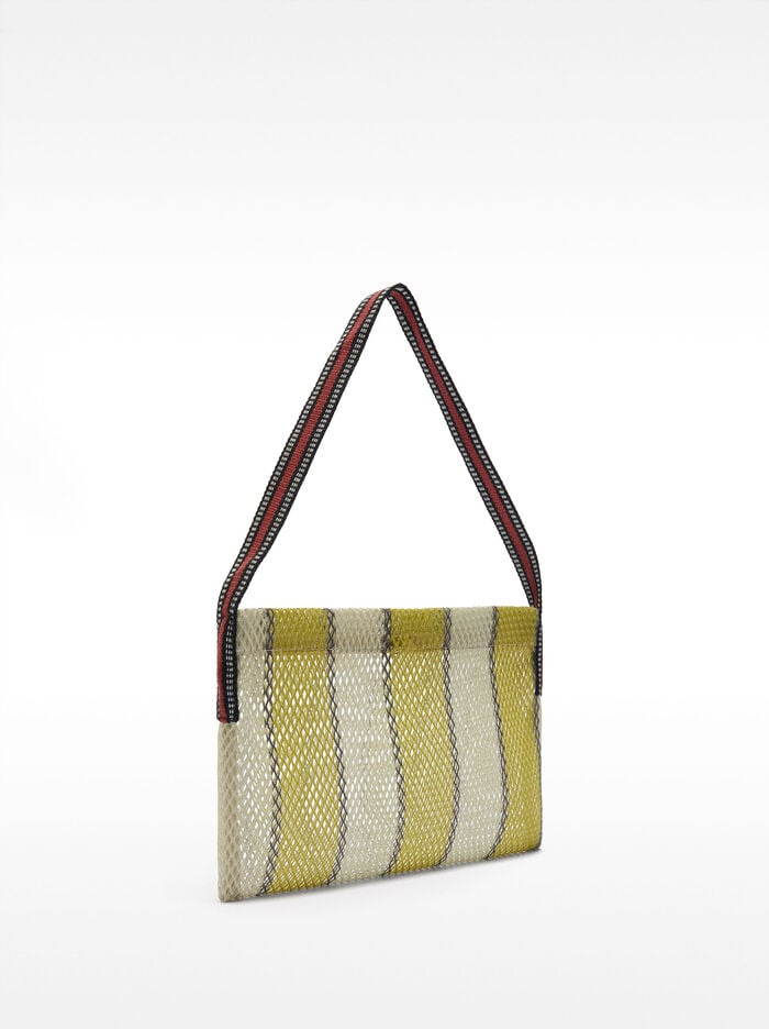 Bolso de hombro de rejilla con rayas