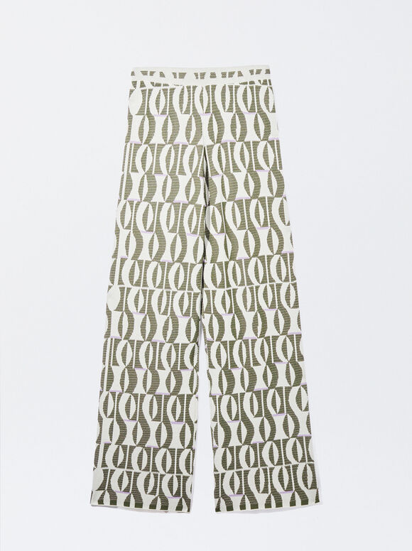 Jacquard Knit Trousers, Multicolor, hi-res