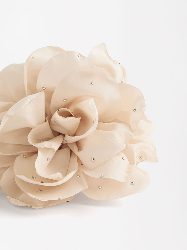 Hair claw with flower and rhinestones