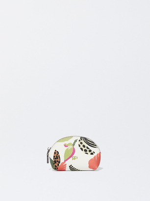 Floral Print Coin Purse, Ecru, hi-res