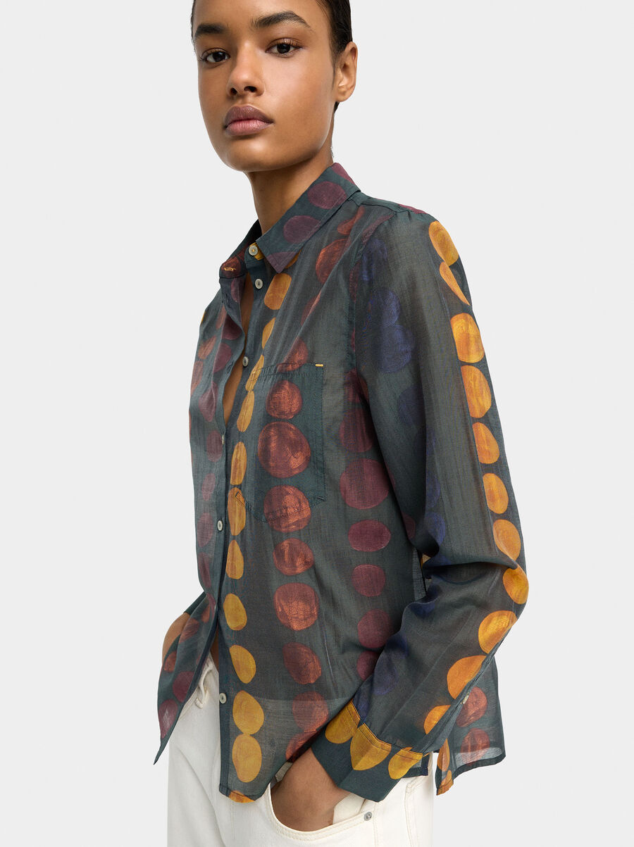 Camisa semitransparente estampada