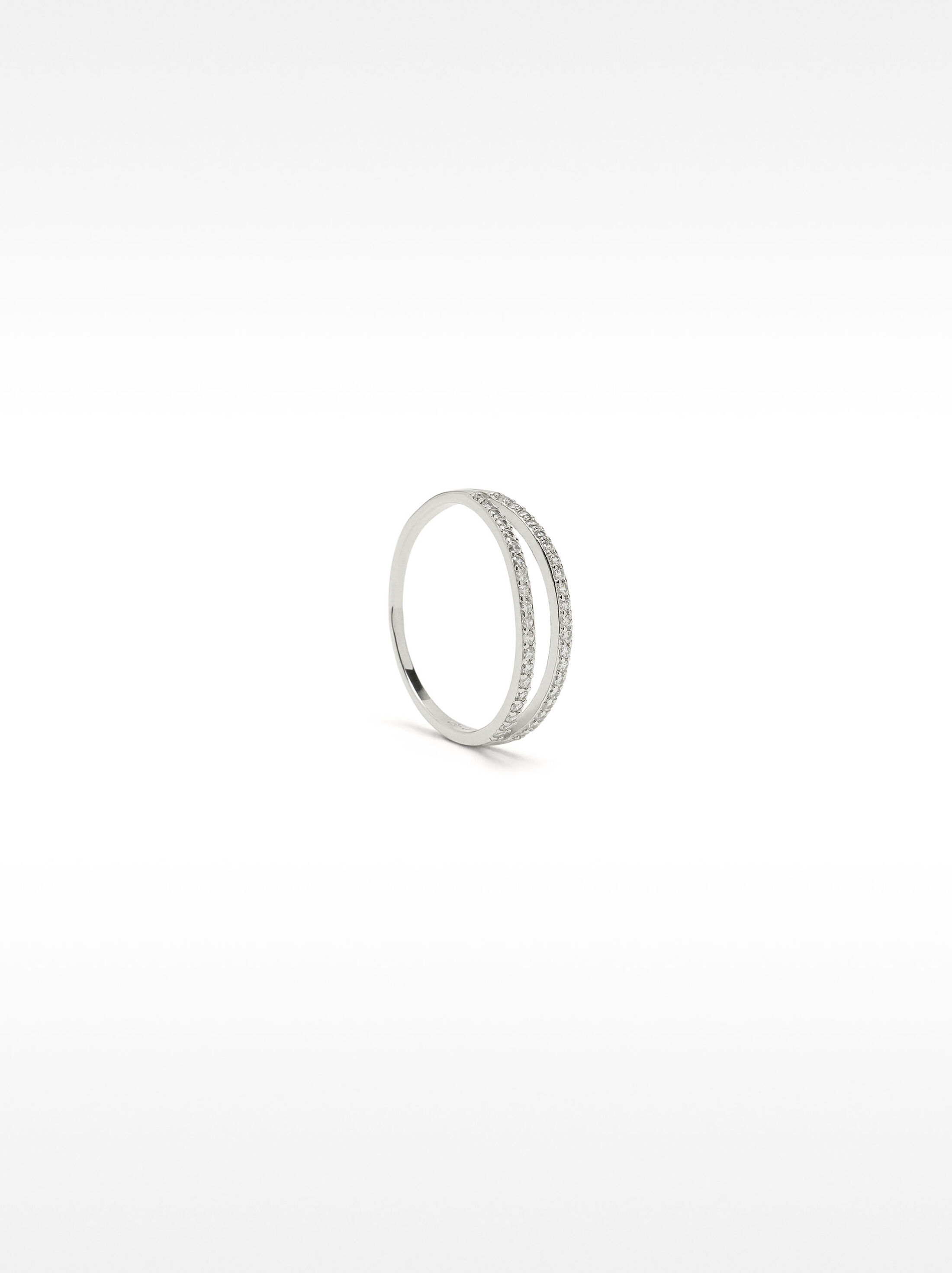 Ring with double effect and zircons - 925 sterling silver image number 2.0