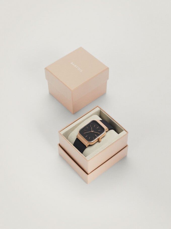 Watch With Square Face, Black, hi-res