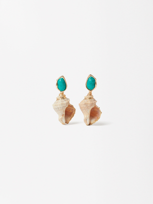 Earrings With Seashells, Blue, hi-res