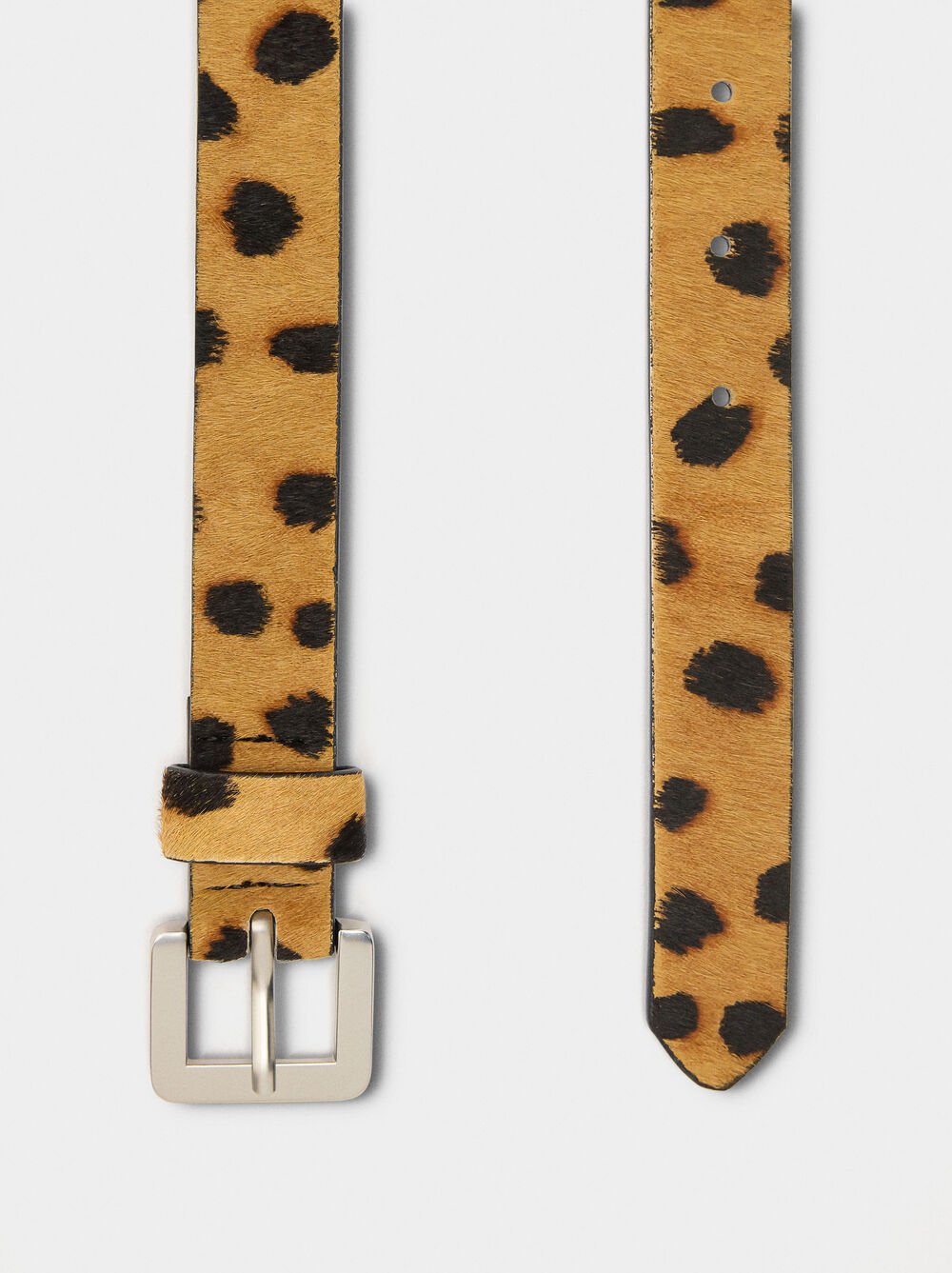 Leather belt with animal print