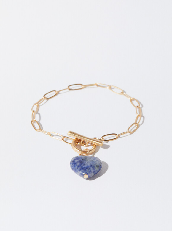Bracelet With Heart Stone, Blue, hi-res