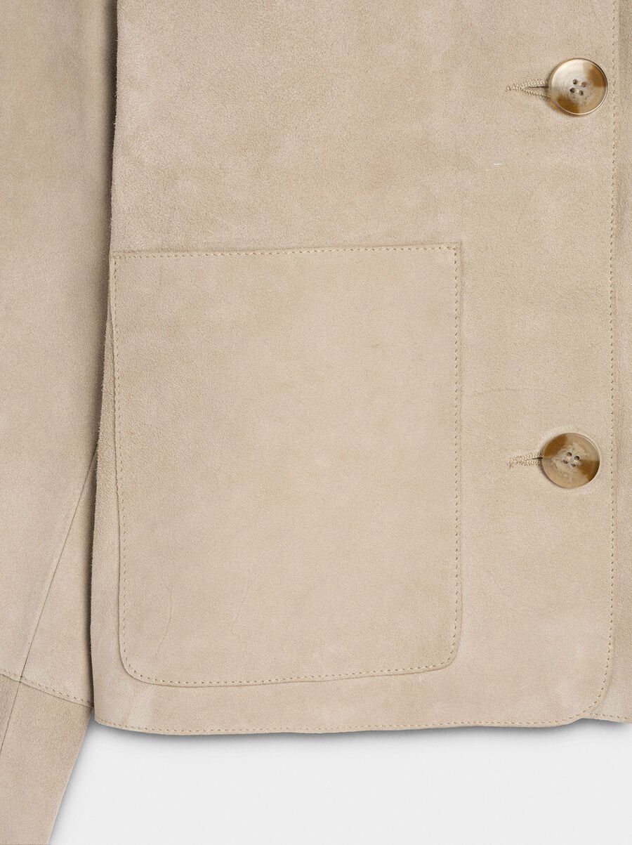 Leather jacket with buttons