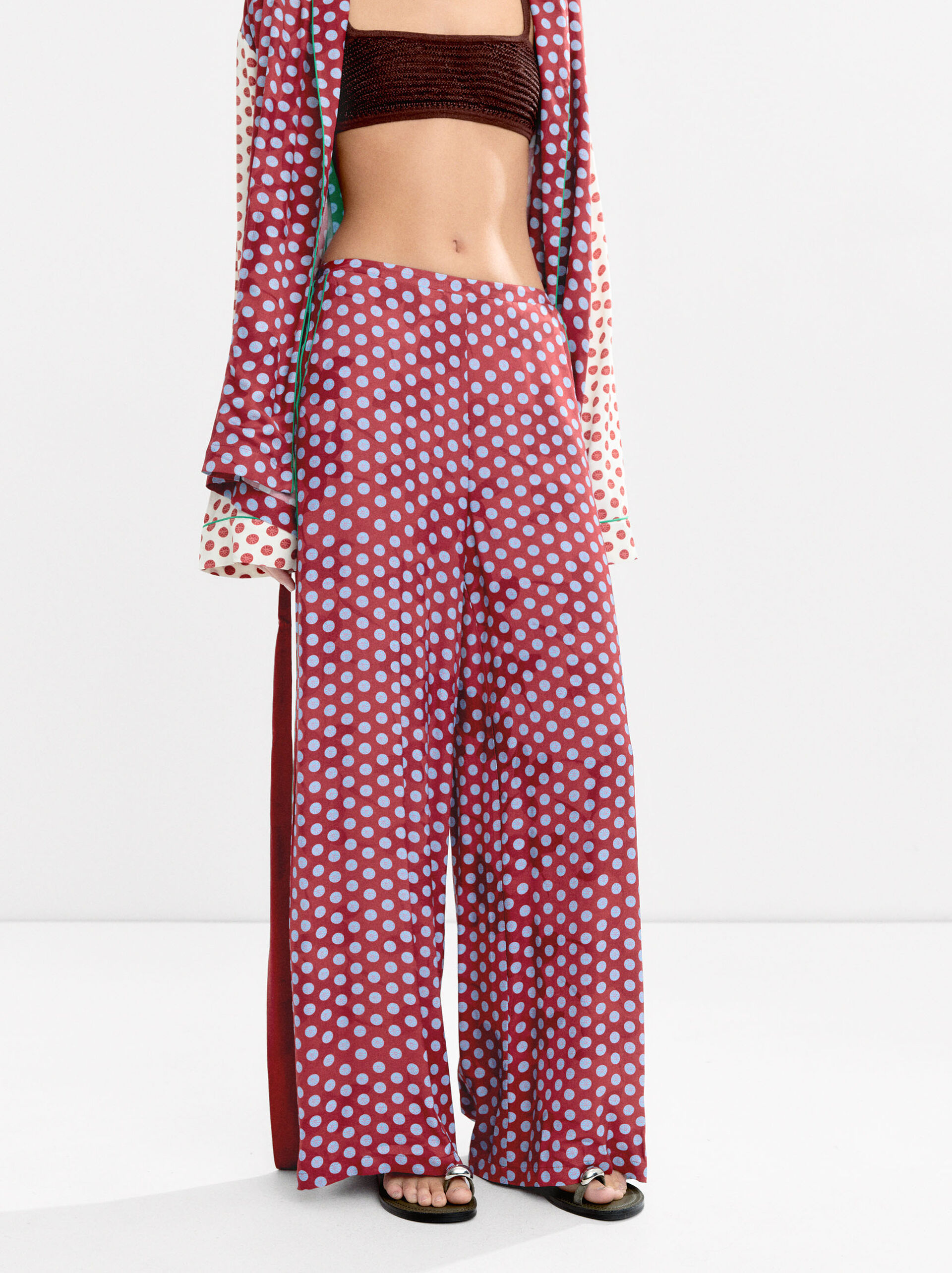 Printed contrast pants image number 1.0