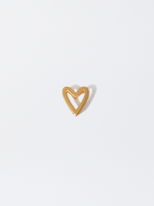 Stainless Steel Heart Charm, Golden, hi-res