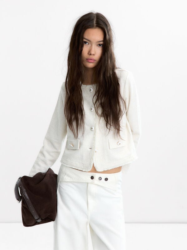Textured knit cardigan
