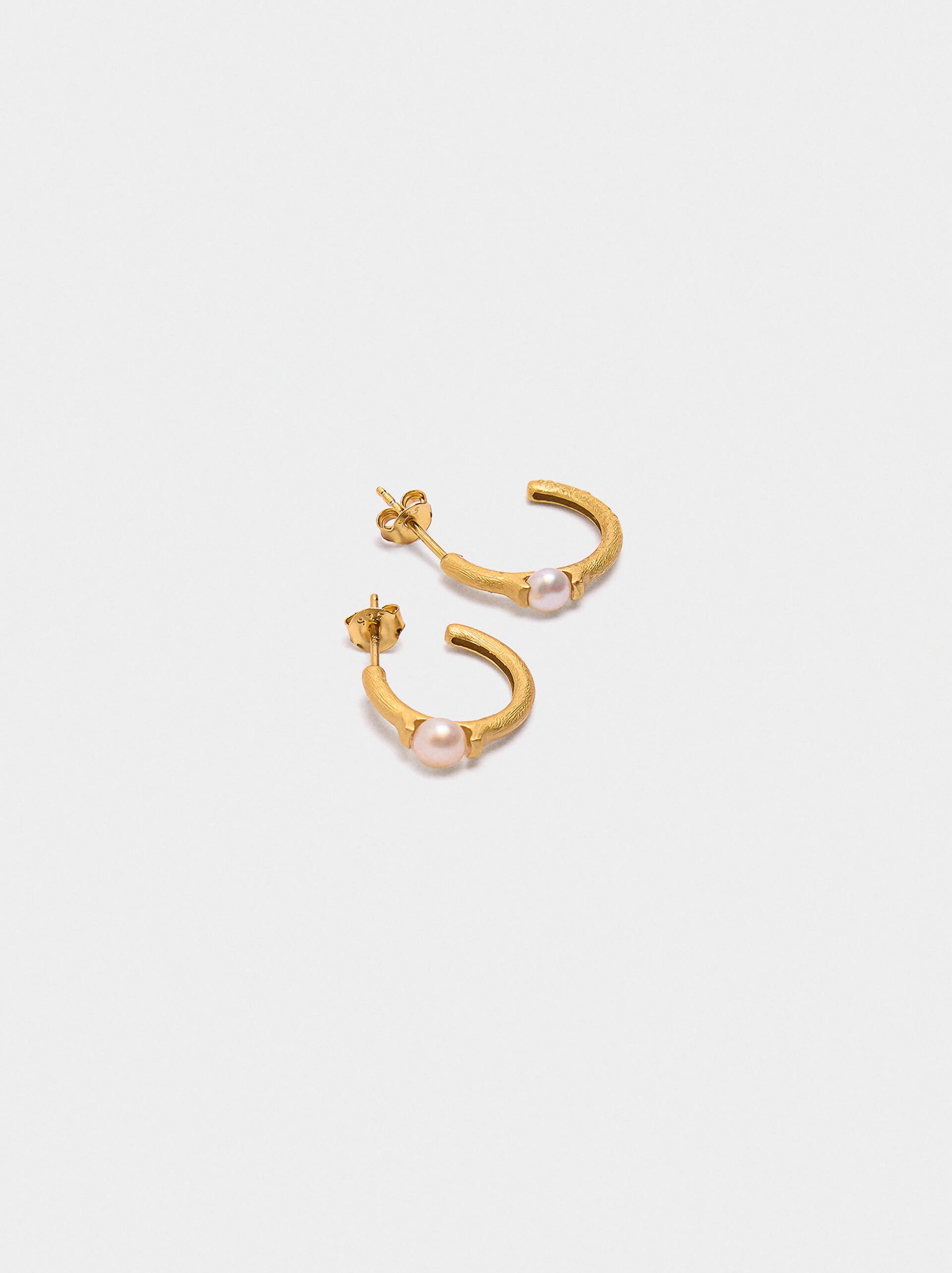 Hoop earrings with freshwater pearls - 925 sterling silver image number 2.0
