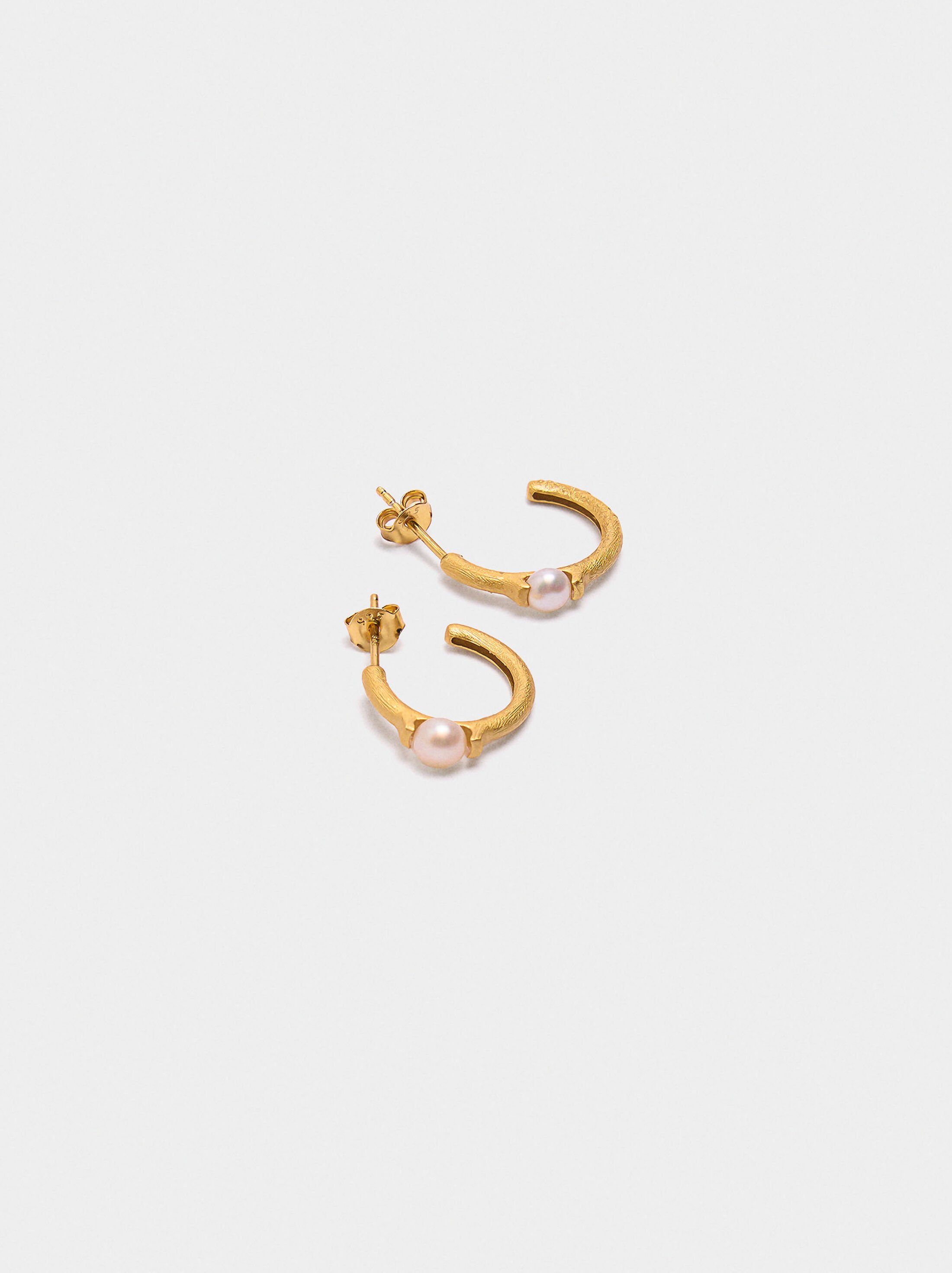 Hoop earrings with freshwater pearls - 925 sterling silver image number 2.0