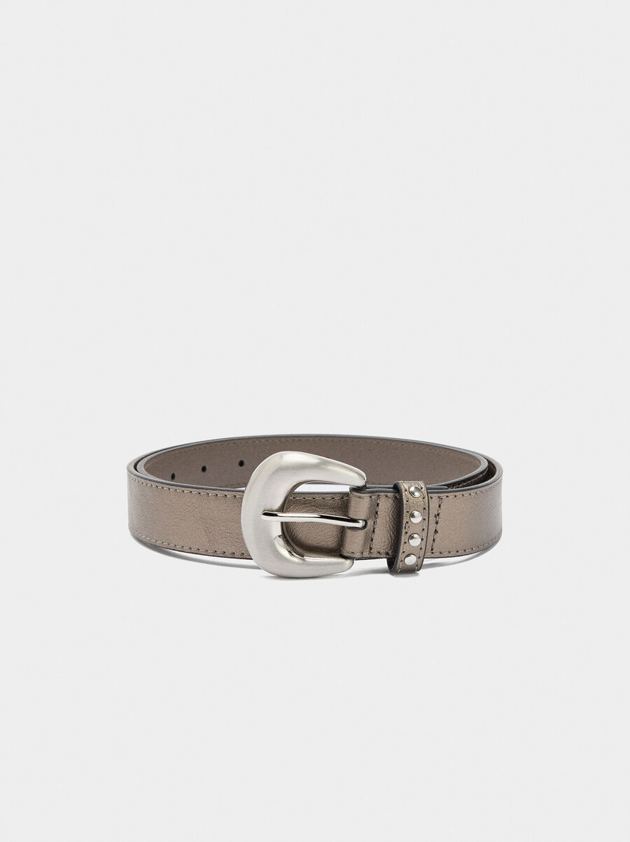 Metallic belt with studs detail