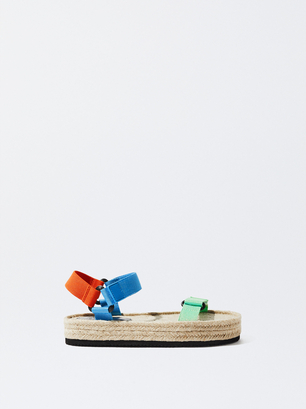 Online Exclusive - Cross Straps Jute Sandals, Multicolor, hi-res