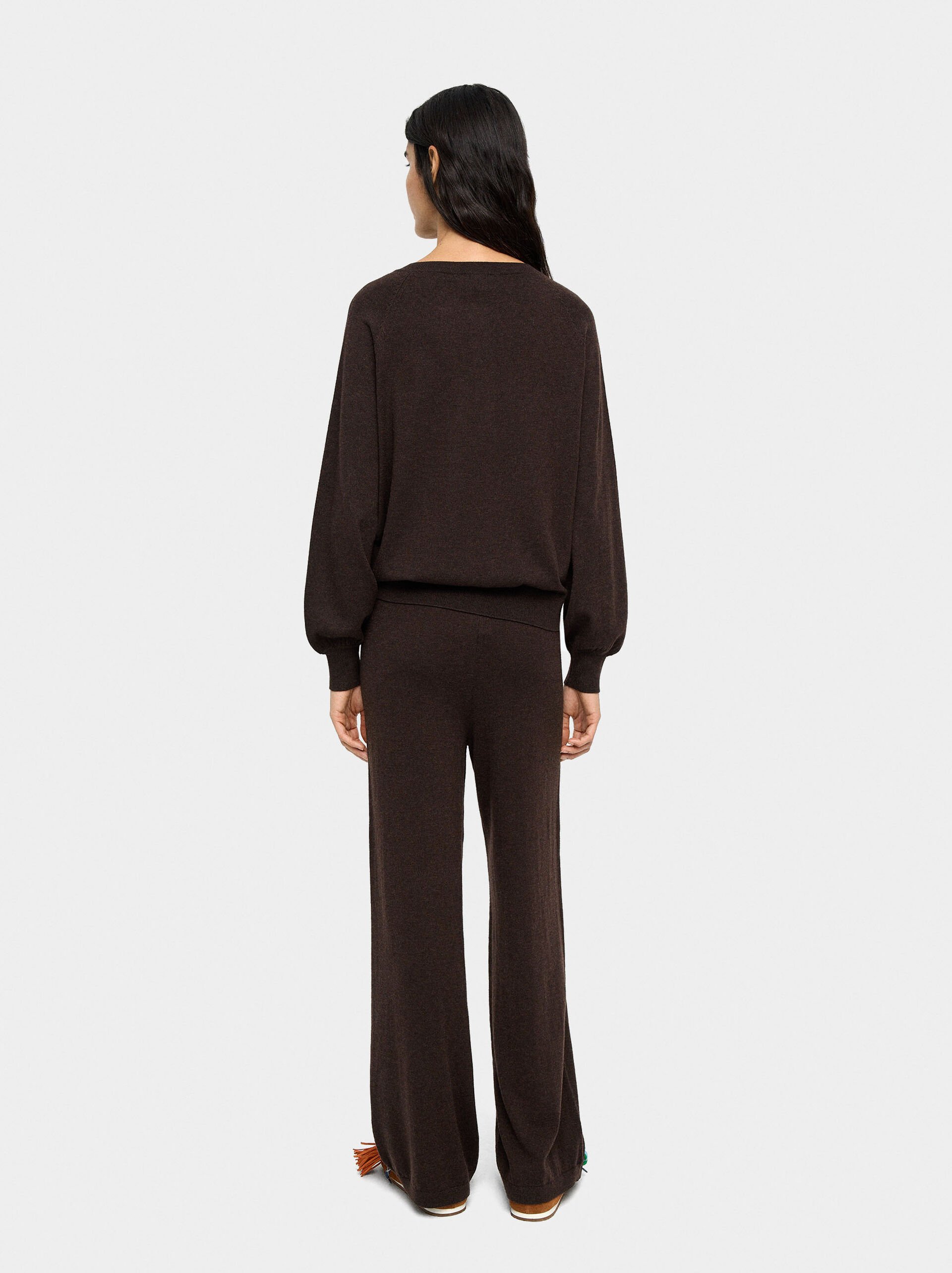 Elastic waist knit pants image number 4.0