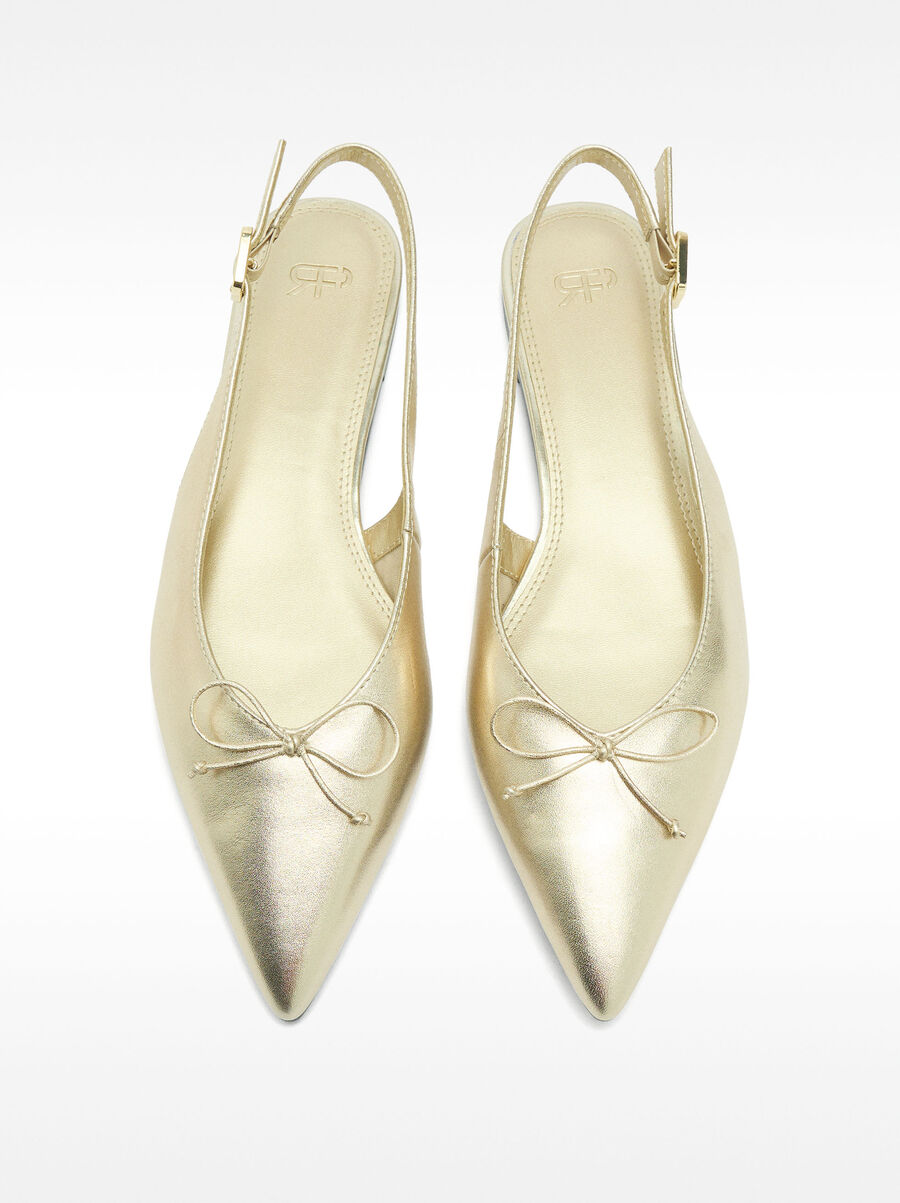 Metallic leather slingback ballet flats