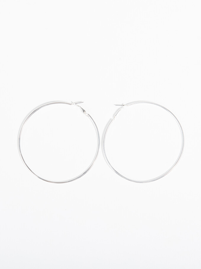 Basic Large Hoop-Earrings, Silver, hi-res