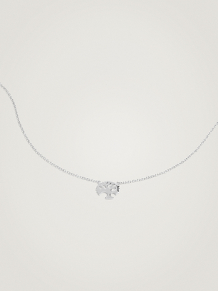 Short 925 Silver Tree Necklace, Silver, hi-res