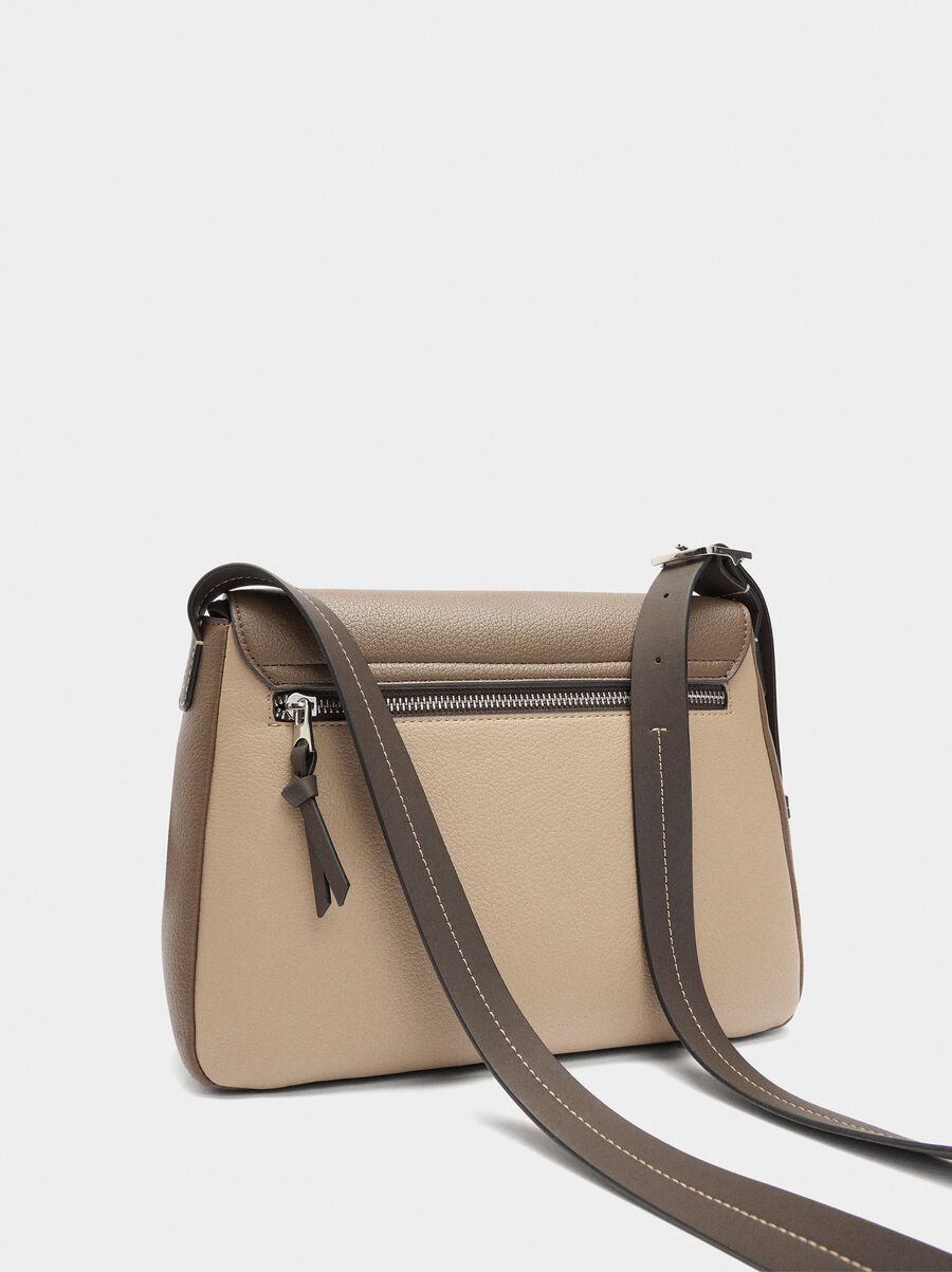 Color block crossbody bag with flap