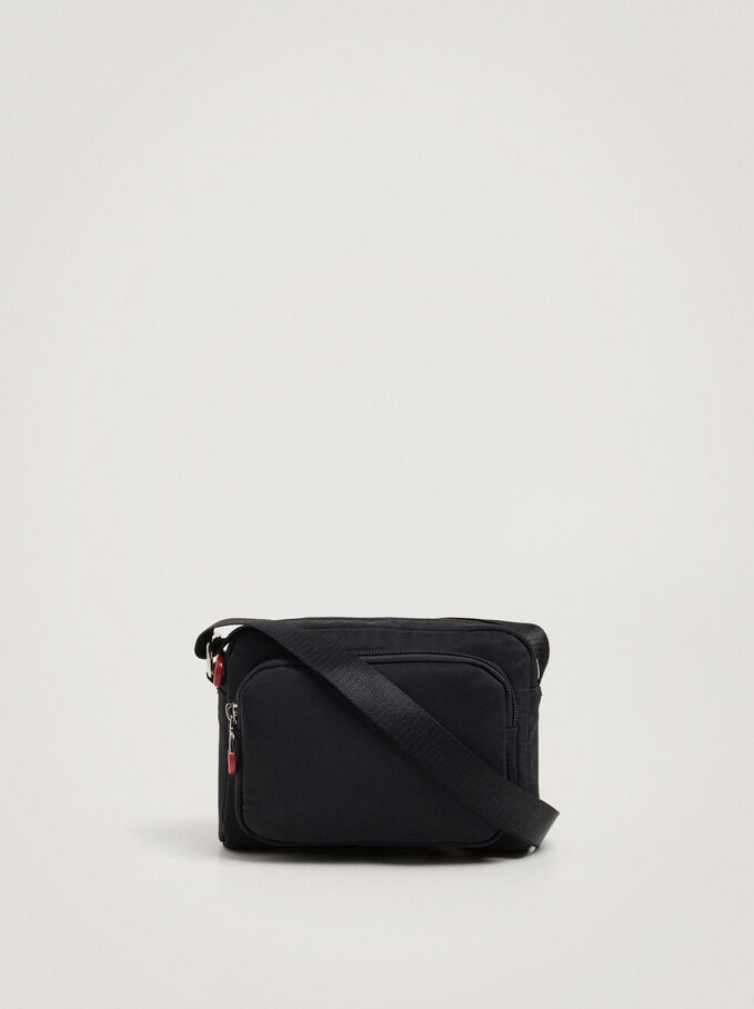 Nylon Shoulder Bag, Black, hi-res