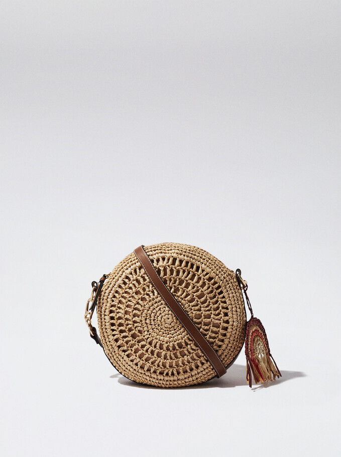 Sac À Bandoulière En Paille, Marron Clair, hi-res